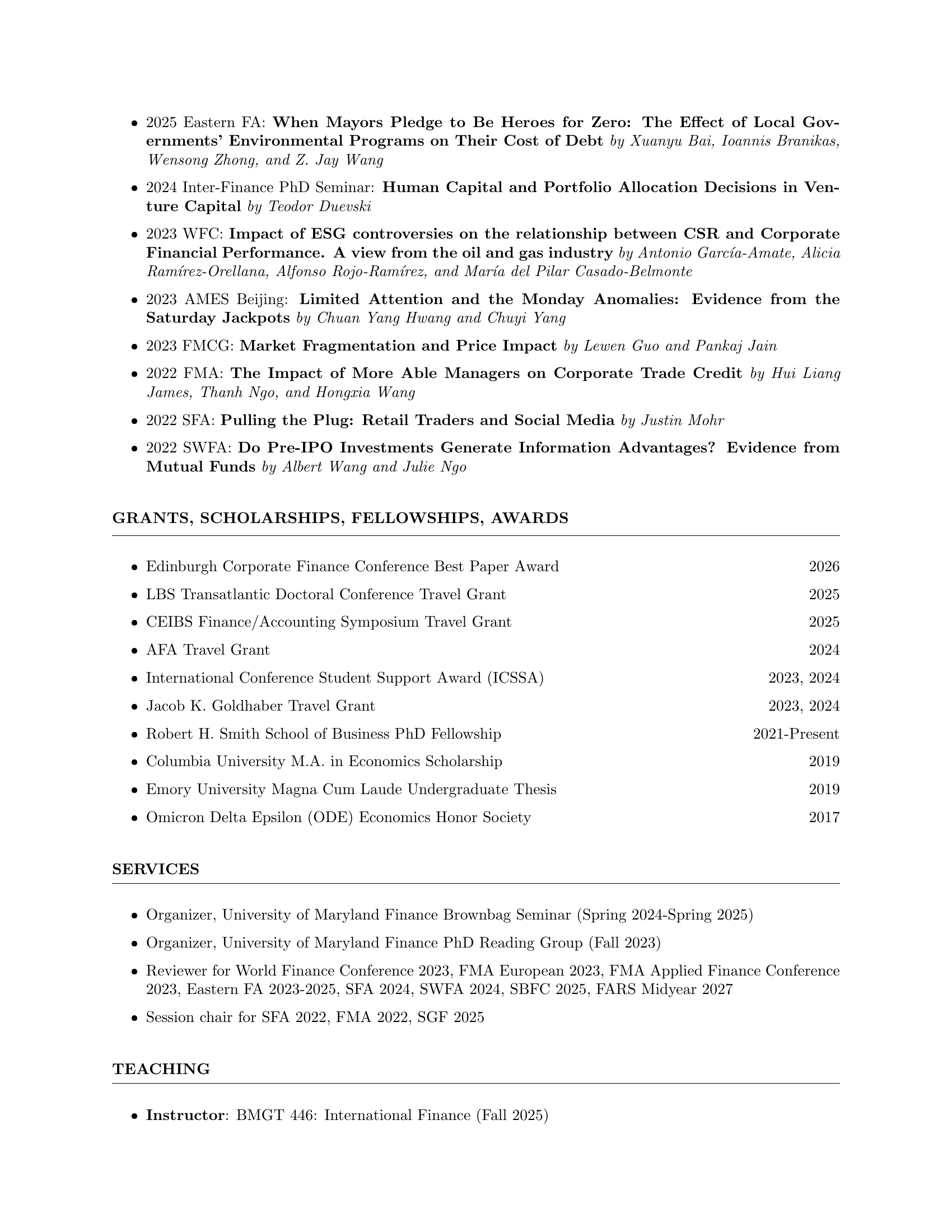 Tianchen (Hugo) Zhao’s CV, page 4 of 5