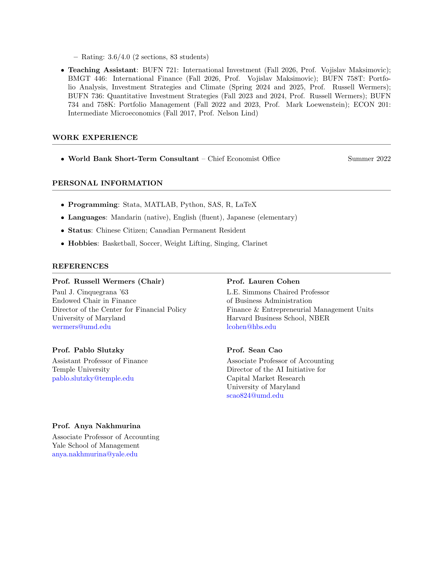 Tianchen (Hugo) Zhao’s CV, page 5 of 5
